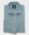 Teal Gingham Cotton Poplin Classic Fit Formal Shirt - Single Cuff
