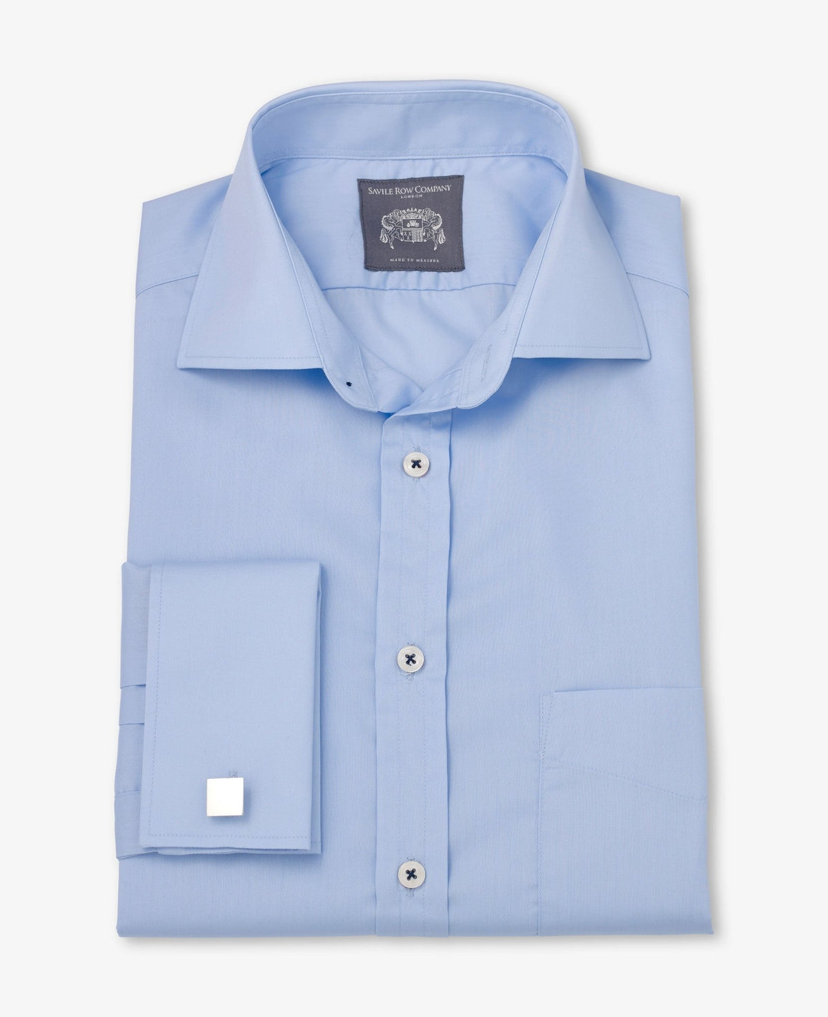 Theodore Pale Blue Poplin Made To Measure Shirt folded