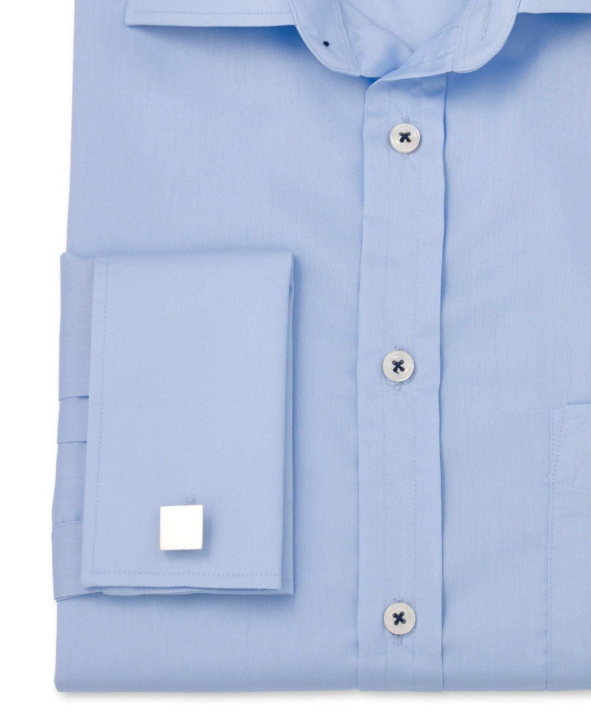 Theodore Pale Blue Poplin Made To Measure Shirt cuff detail