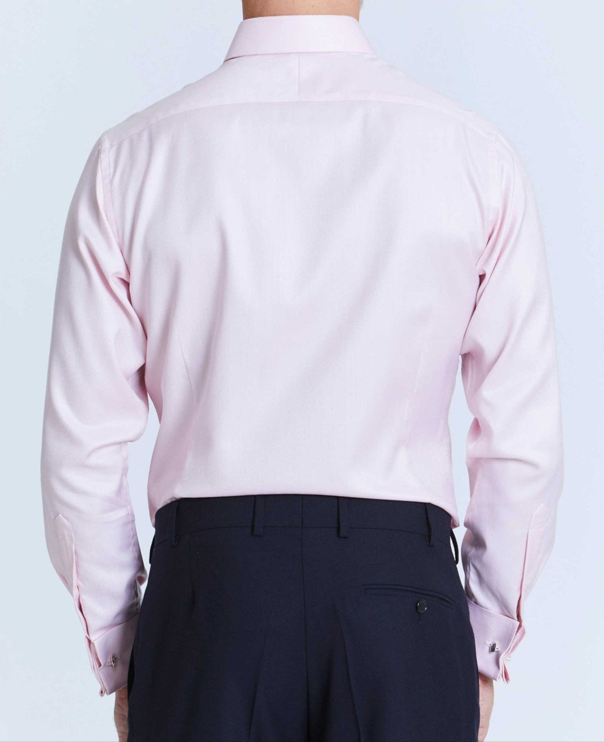 thomas pink herringbone stripe made to measure shirt model back 1