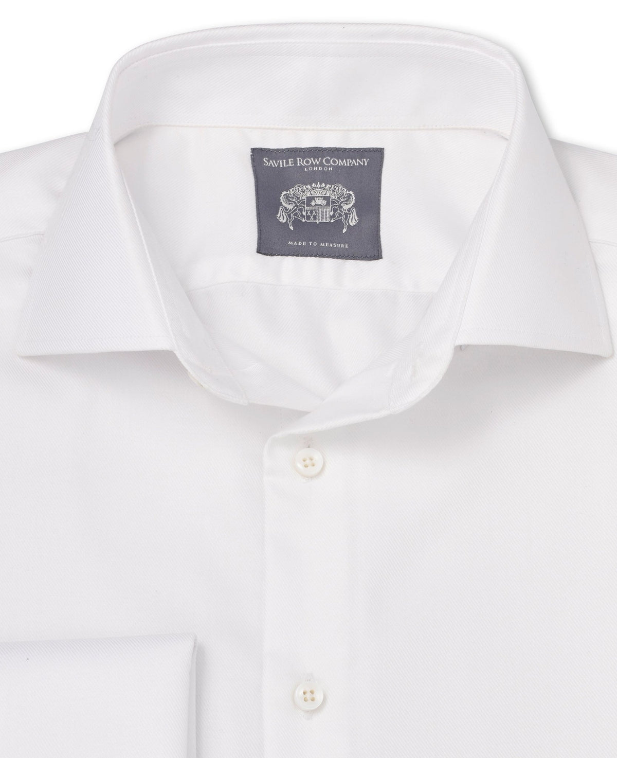 Toby White Fine Twill Made to Measure Shirt collar detail
