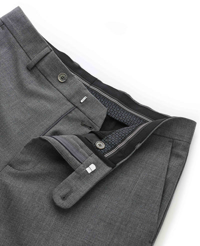 Grey Wool-Blend Suit Trousers