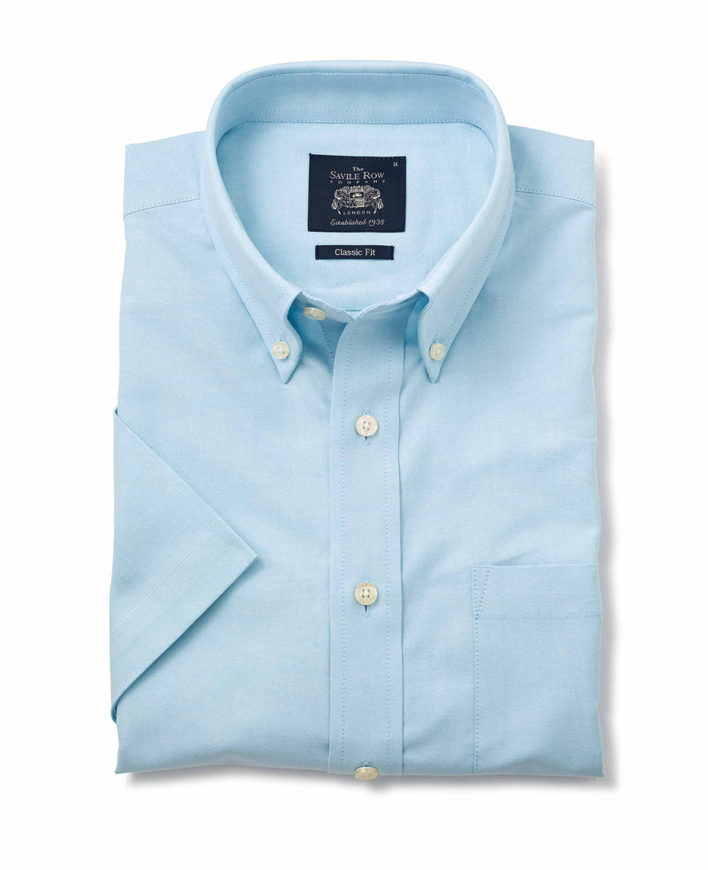 Men's Turquoise Classic Fit Button-Down Short Sleeve Oxford Casual Shirt
