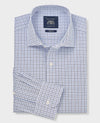 White Blue Cotton Poplin Slim Fit Check Formal Shirt - Single Cuff