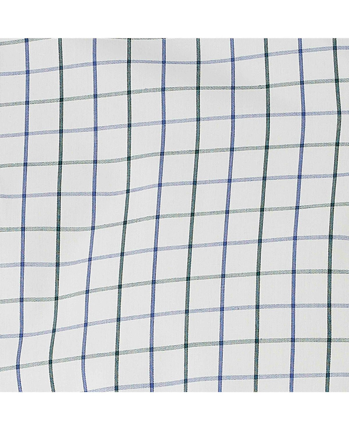 Men's White Blue Cotton Tattersall Check Slim Fit Formal Shirt With Single Cuffs fabric detail