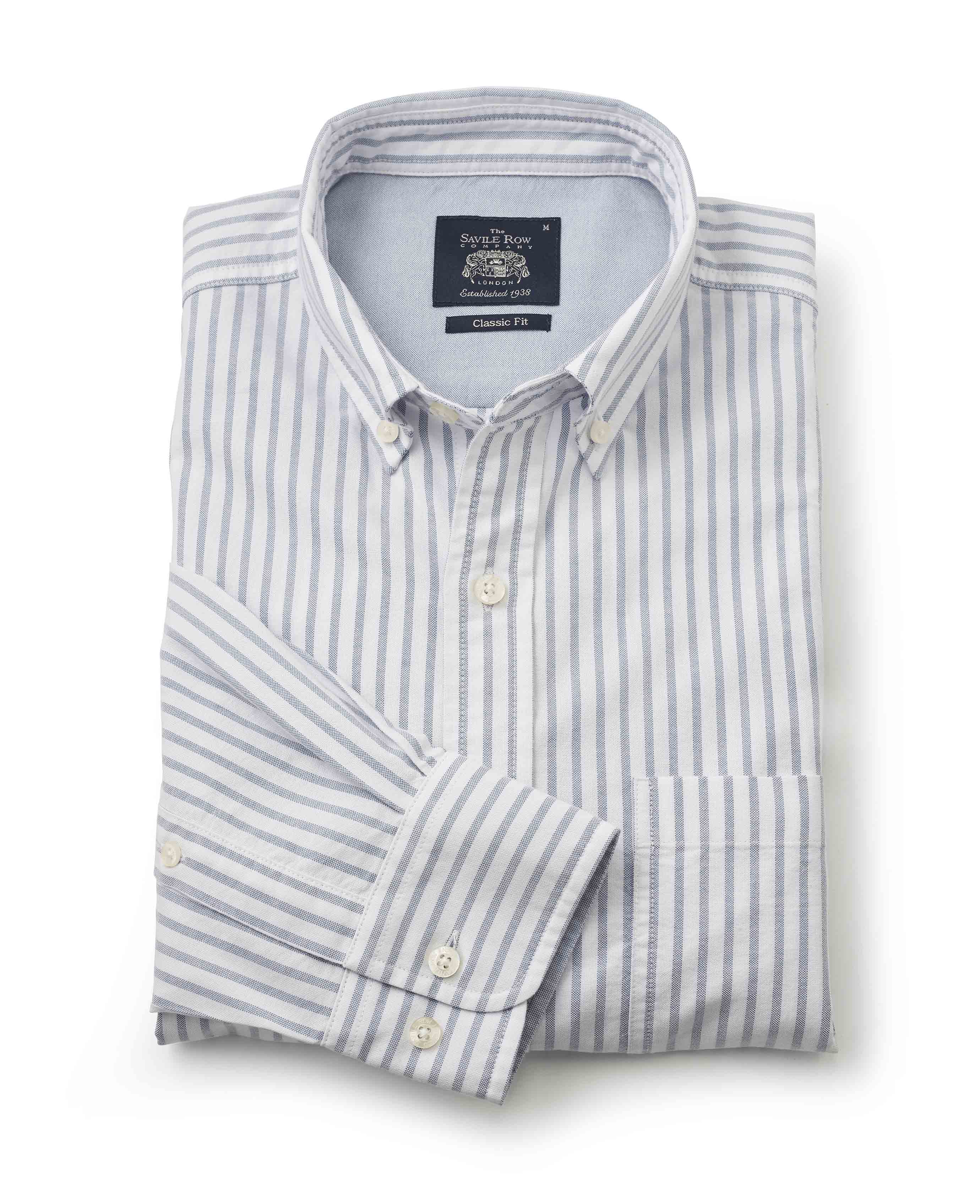 NWT IZZUE Button-up Pinstripe factory Shirt Cotton Blue White Men's Size 5 (US M)