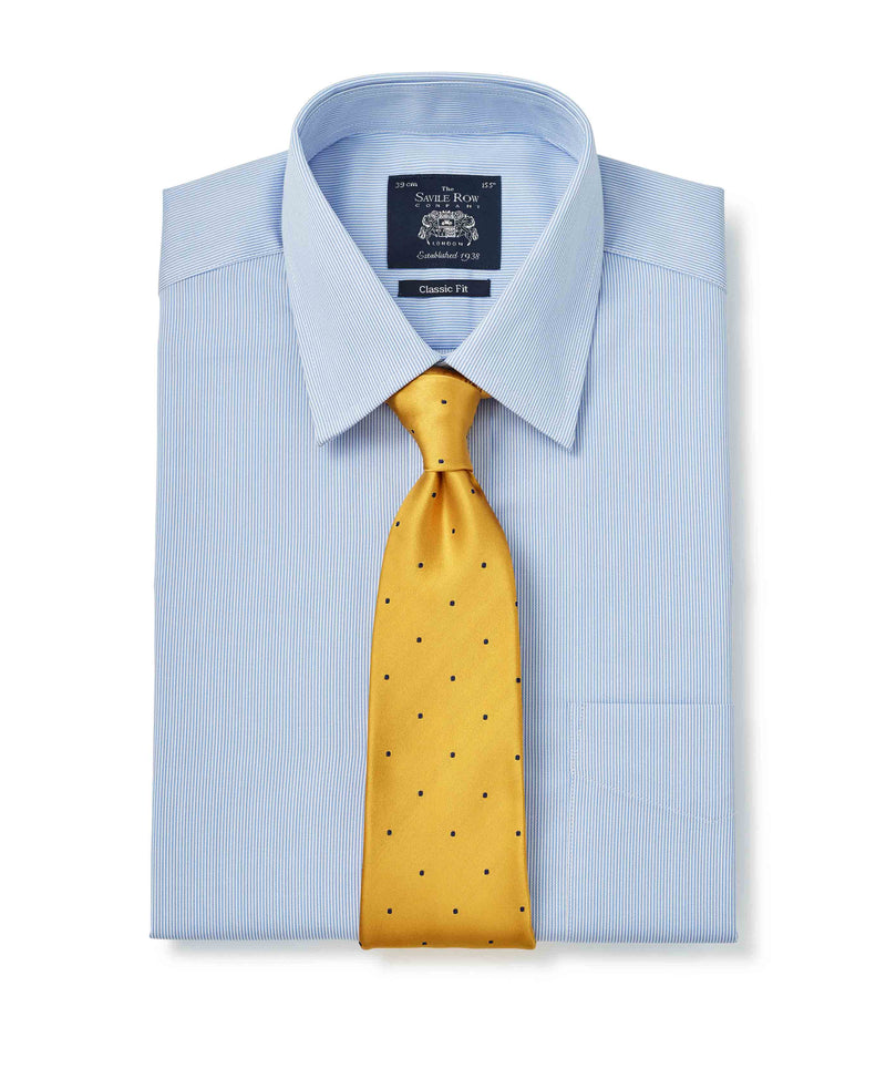 Men's Blue Ticking Stripe Classic Fit Formal Shirt