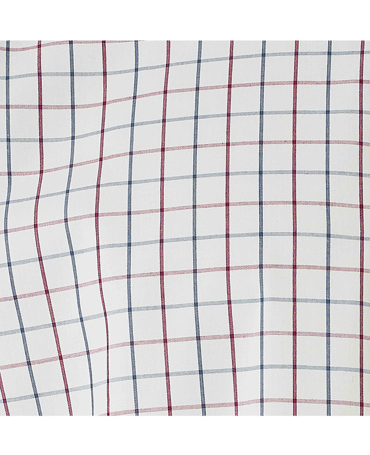 Men's White Burgundy Cotton Tattersall Check Slim Fit Formal Shirt With Single Cuffs fabric detail