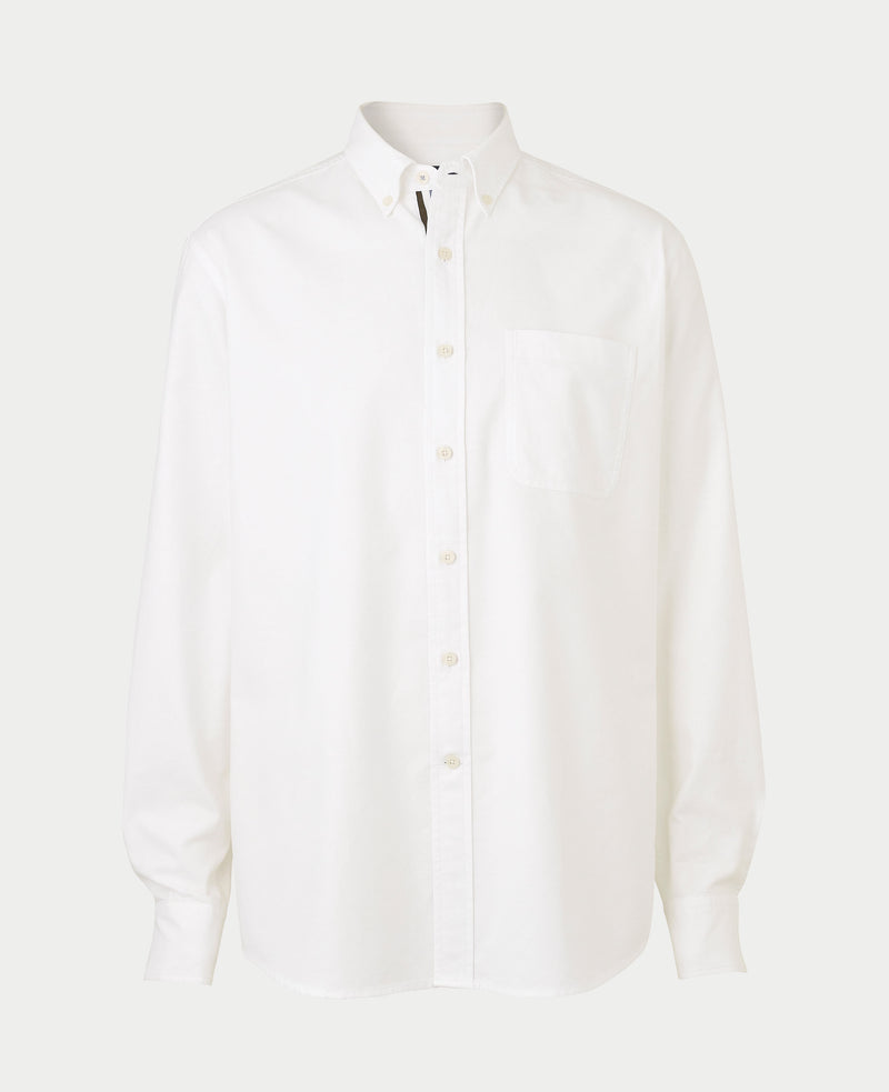 White Button-Down Classic Fit Oxford Shirt - Stripe Contrast Detail