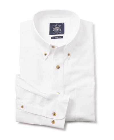 White Classic Fit Oxford Shirt - Single Cuff