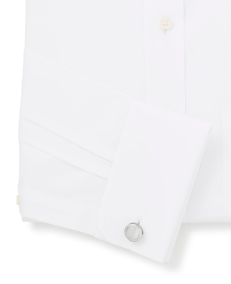 White Classic Fit Pin Collar Shirt - Double Cuff - Cuff Detail - 1383WHT