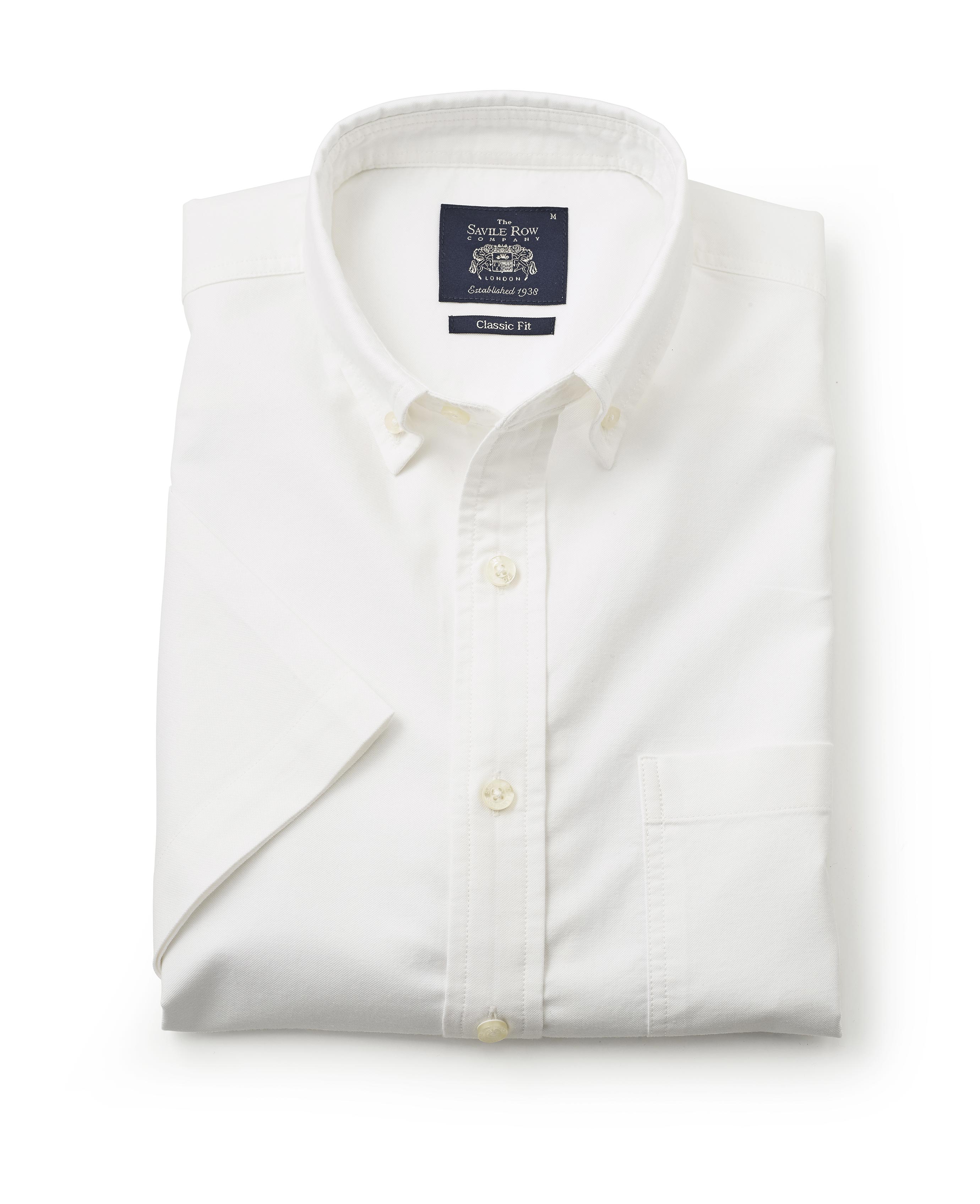 Men's White Short Sleeve Oxford Casual Shirt – Savile Row Company