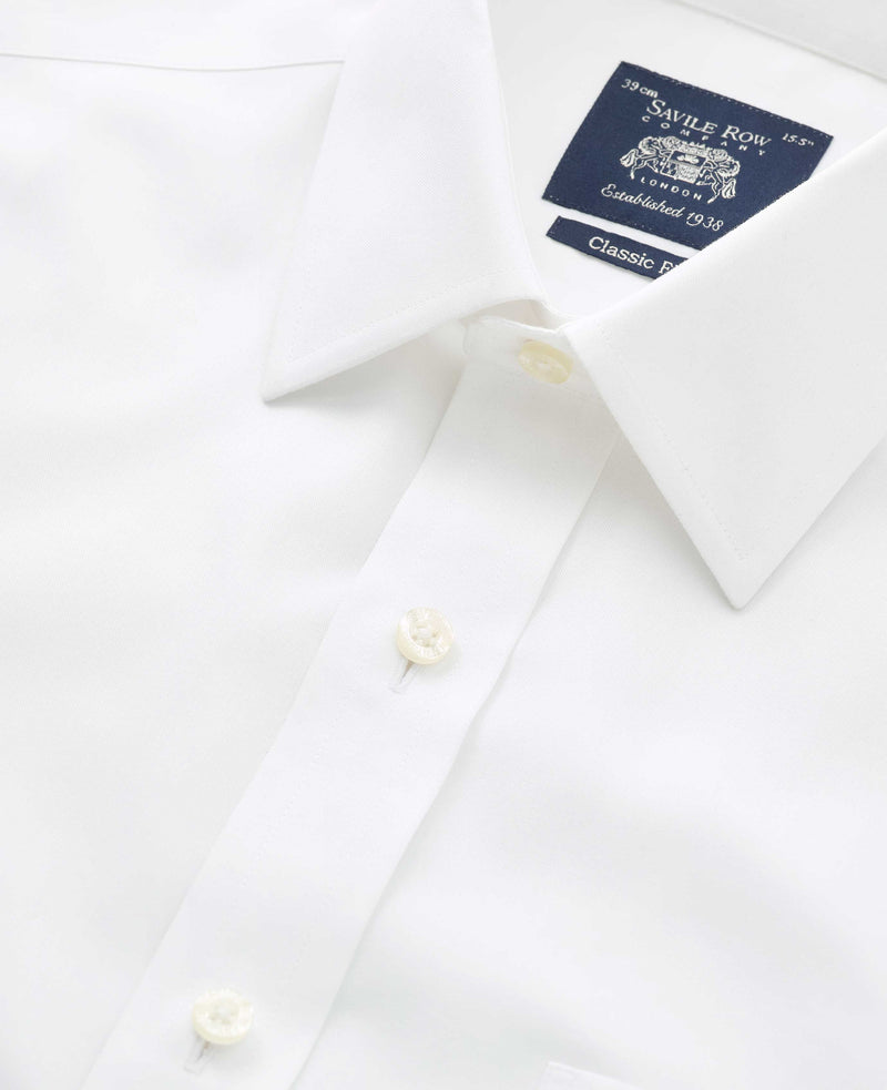 white cotton classic fit non iron shirt double cuff 2040wht Detail