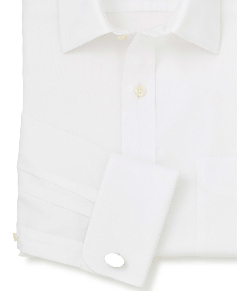 white cotton classic fit non iron shirt double cuff 2040wht No Tie detail