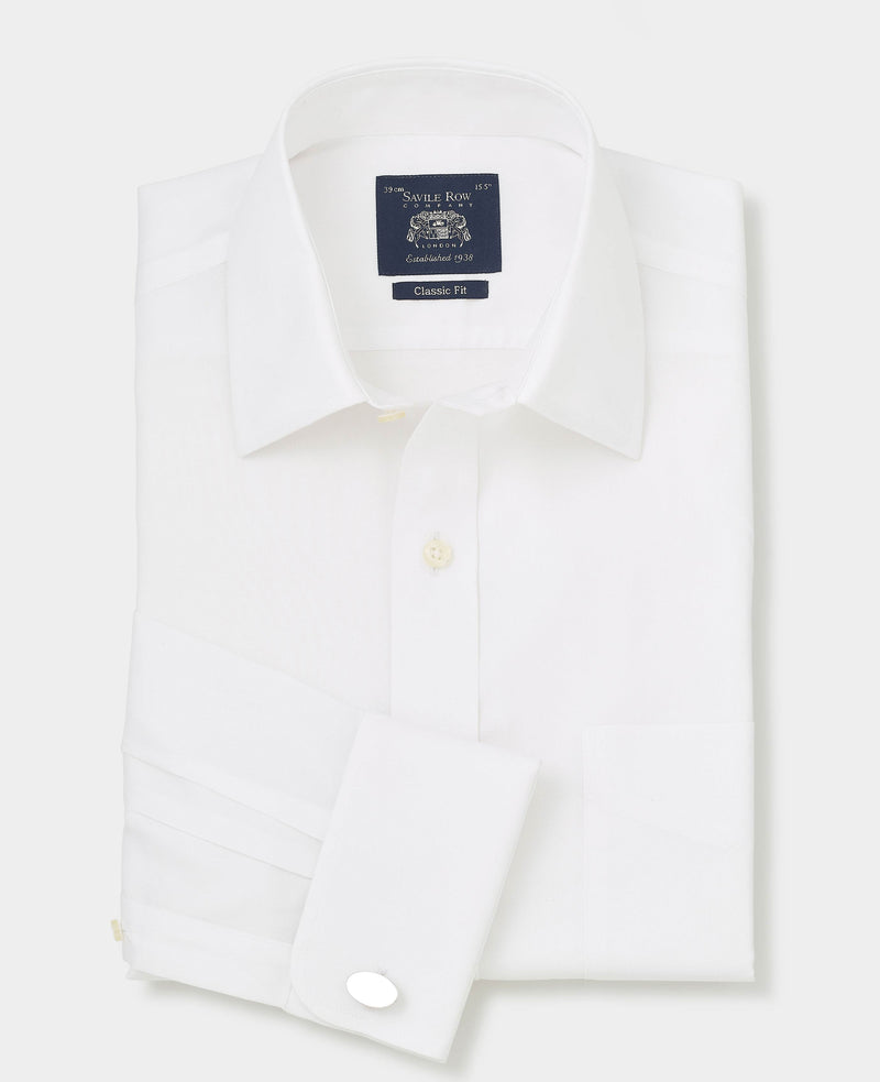 white cotton classic fit non iron shirt double cuff 2040wht No Tie grey