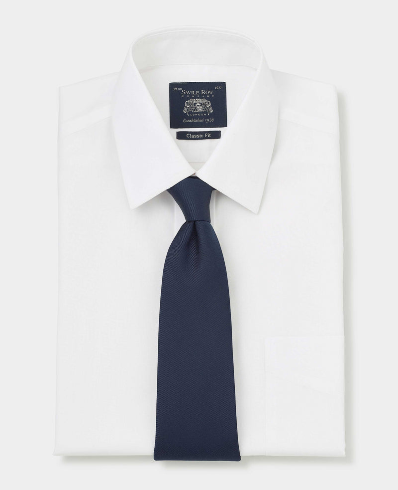 white cotton classic fit non iron shirt double cuff 2040wht Tie grey