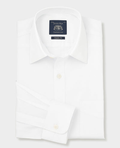 White Cotton Dobby Classic Fit Formal Shirt - Single Cuff