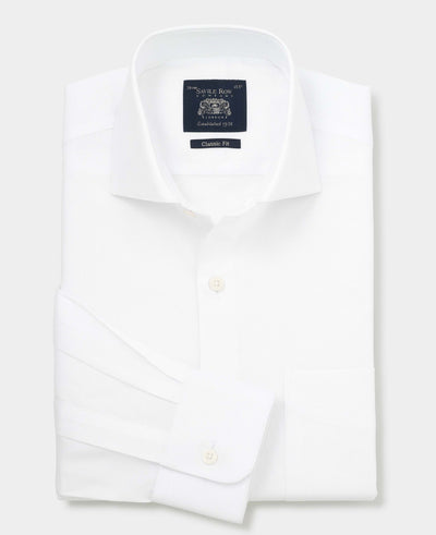 White Cotton Dobby Classic Fit Formal Shirt - Single Cuff