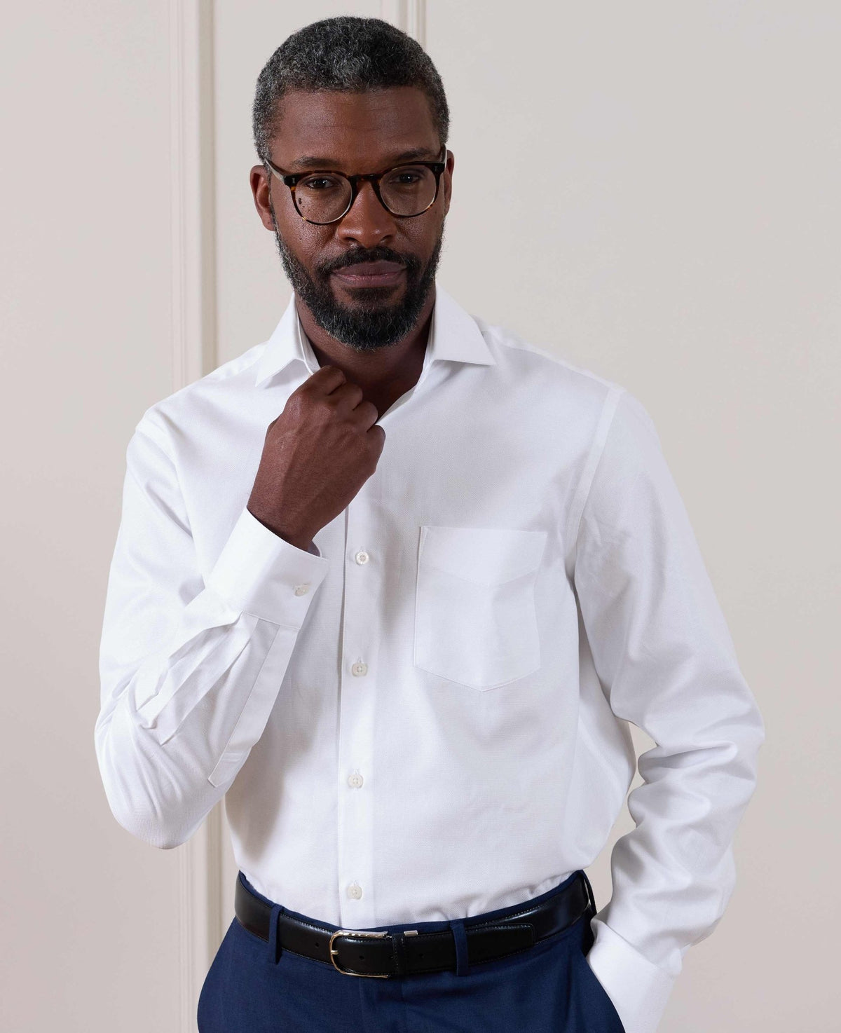 White Cotton Dobby Classic Fit Formal Shirt - Single Cuff