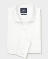 White Cotton Dobby Paisley Classic Fit Formal Shirt - Double Cuff