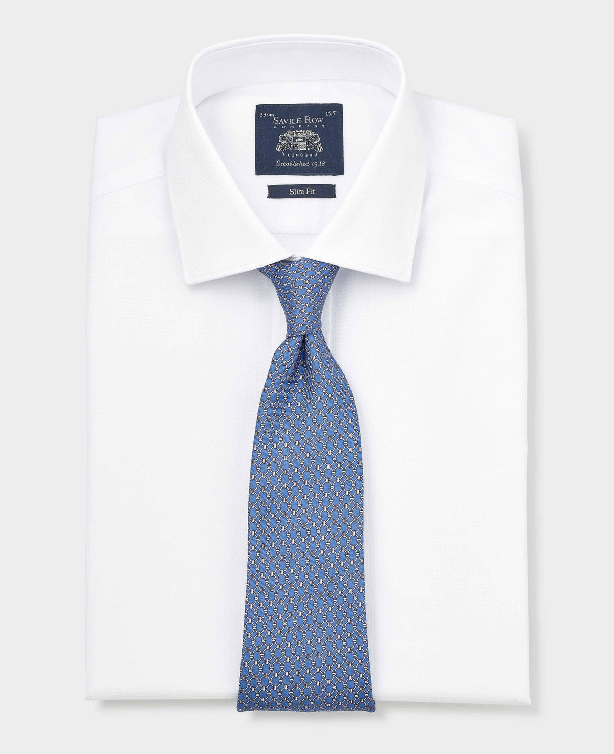 White Cotton Dobby Slim Fit Formal Shirt - Double Cuff