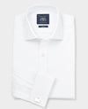 White Cotton Dobby Slim Fit Formal Shirt - Double Cuff