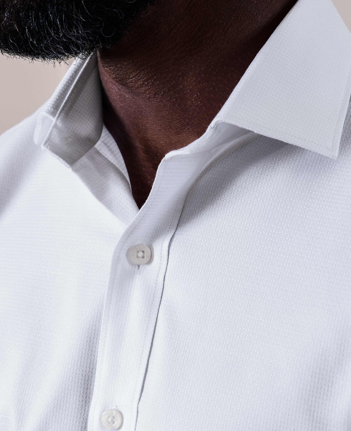 White Cotton Dobby Slim Fit Formal Shirt - Double Cuff