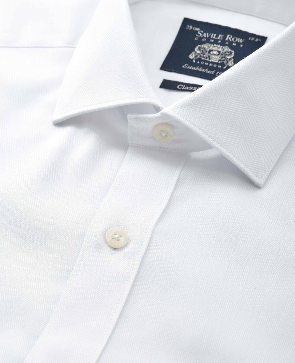White Cotton Jacquard Classic Fit Formal Shirt - Single Cuff