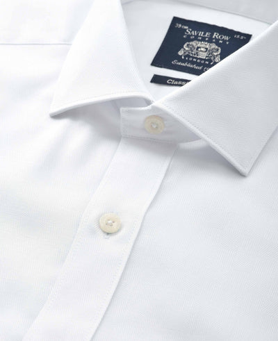 White Cotton Jacquard Classic Fit Formal Shirt - Single Cuff