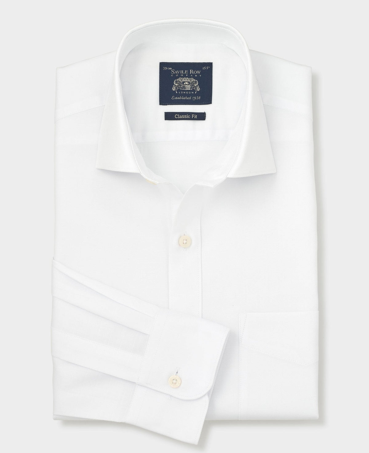 White Cotton Jacquard Classic Fit Formal Shirt - Single Cuff