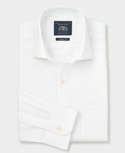 White Cotton Jacquard Classic Fit Formal Shirt - Single Cuff