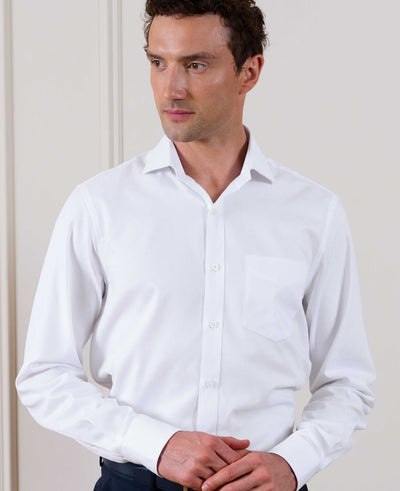White Cotton Jacquard Classic Fit Formal Shirt - Single Cuff