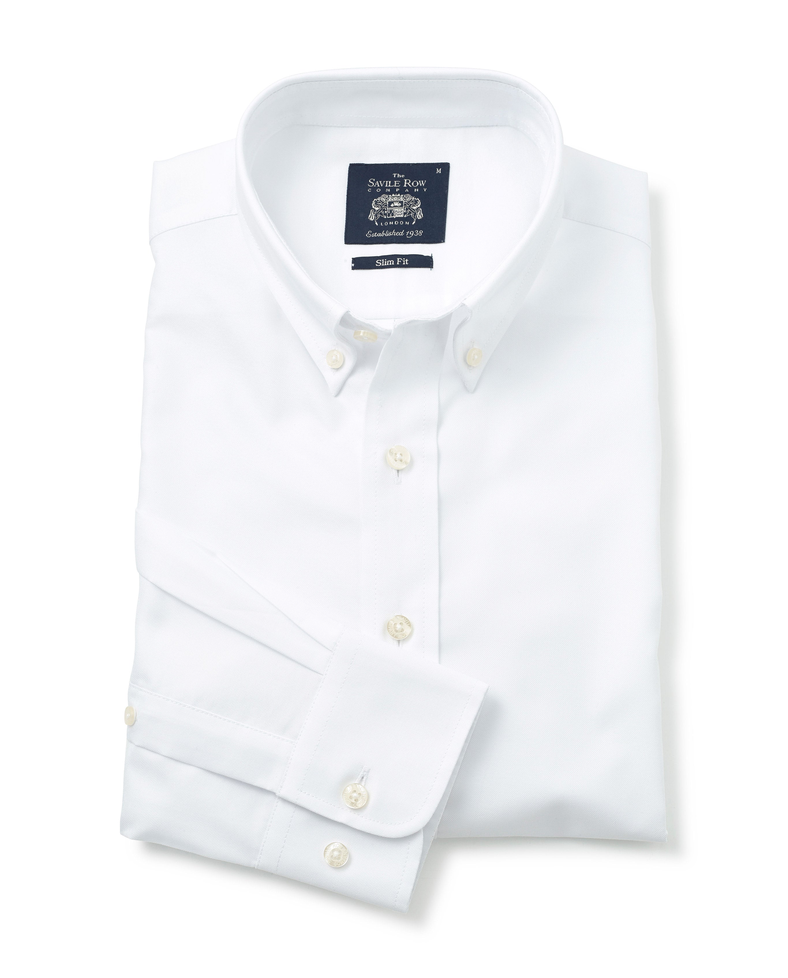 Men s White Slim Fit Casual Shirt In Shorter Length Savile Row Company