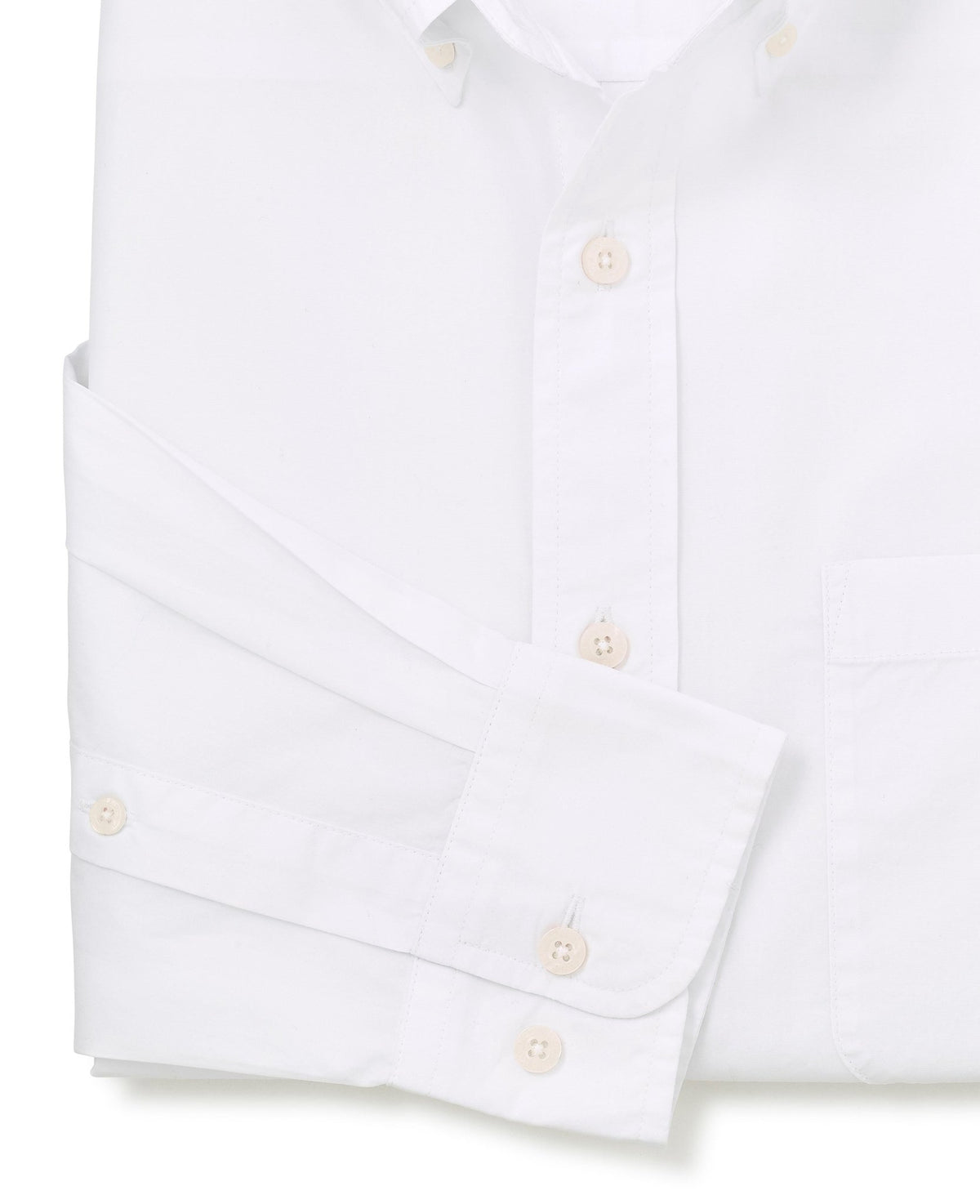 Men's White Cotton Poplin Classic Fit Button-Down Smart Casual Shirt sleeve detail