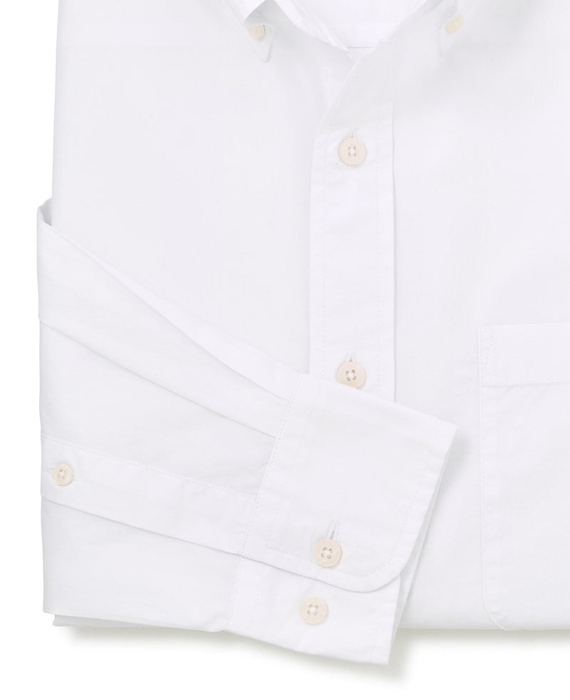 Men's White Cotton Poplin Classic Fit Button-Down Smart Casual Shirt sleeve detail