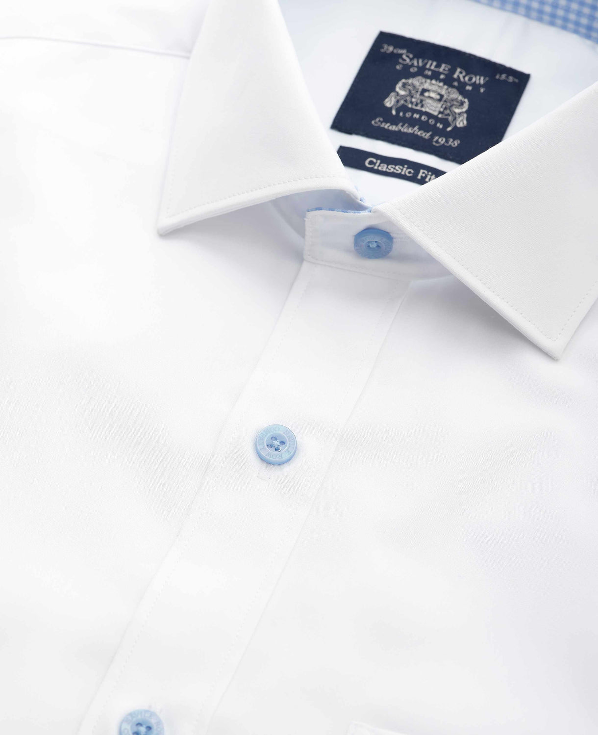 Men's White Cotton Poplin Classic Fit Formal Shirt collar detail