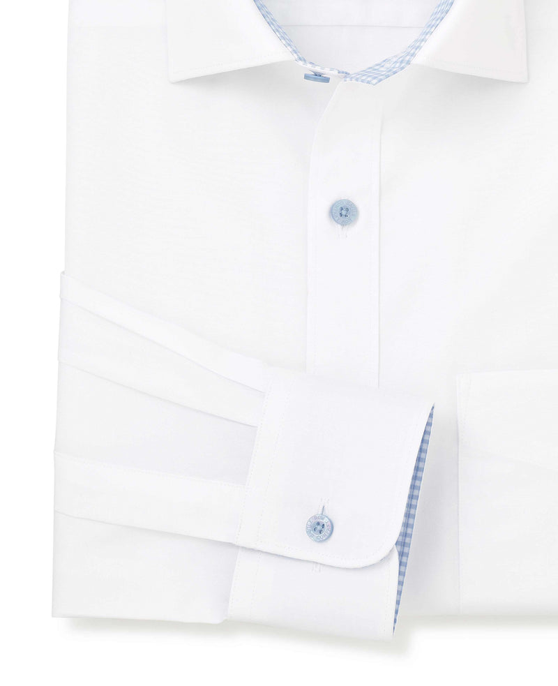 Men's White Cotton Poplin Classic Fit Formal Shirt sleeve detail