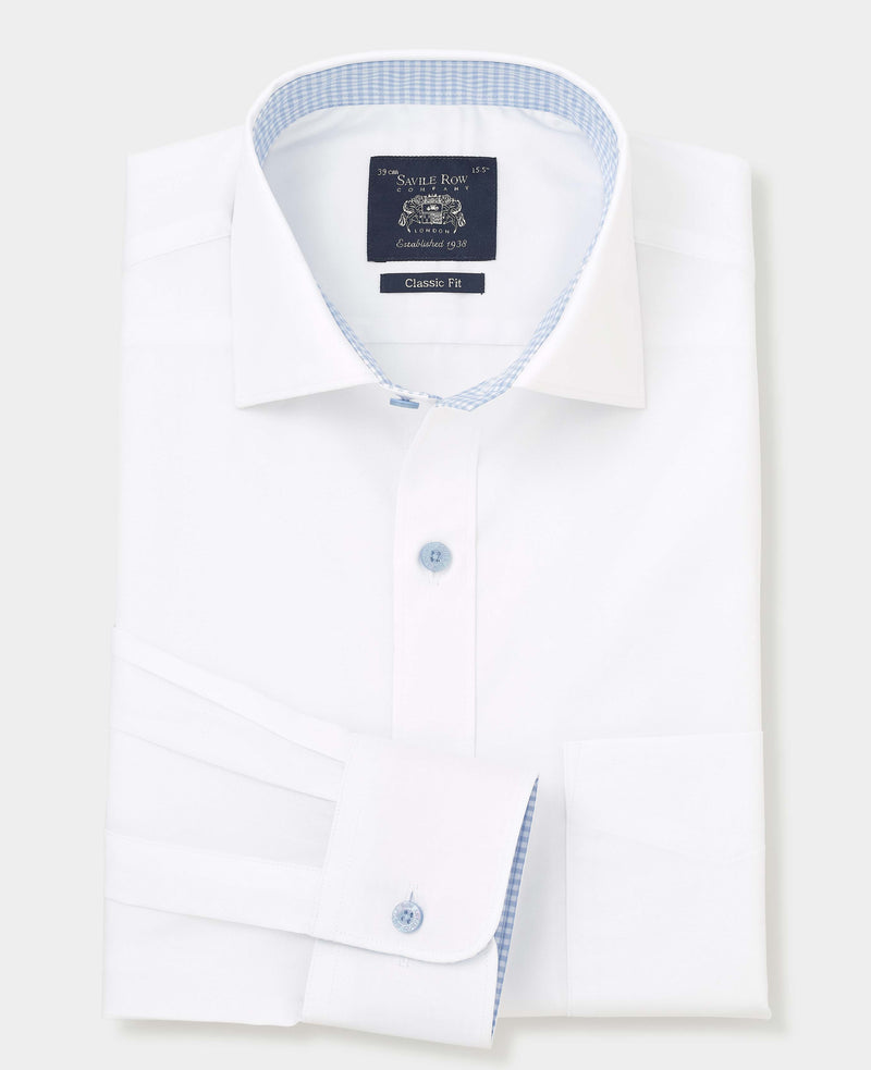 Men's White Cotton Poplin Classic Fit Formal Shirt folded