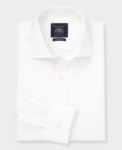 White Cotton Poplin Classic Fit Non-Iron Shirt - Single or Double Cuff
