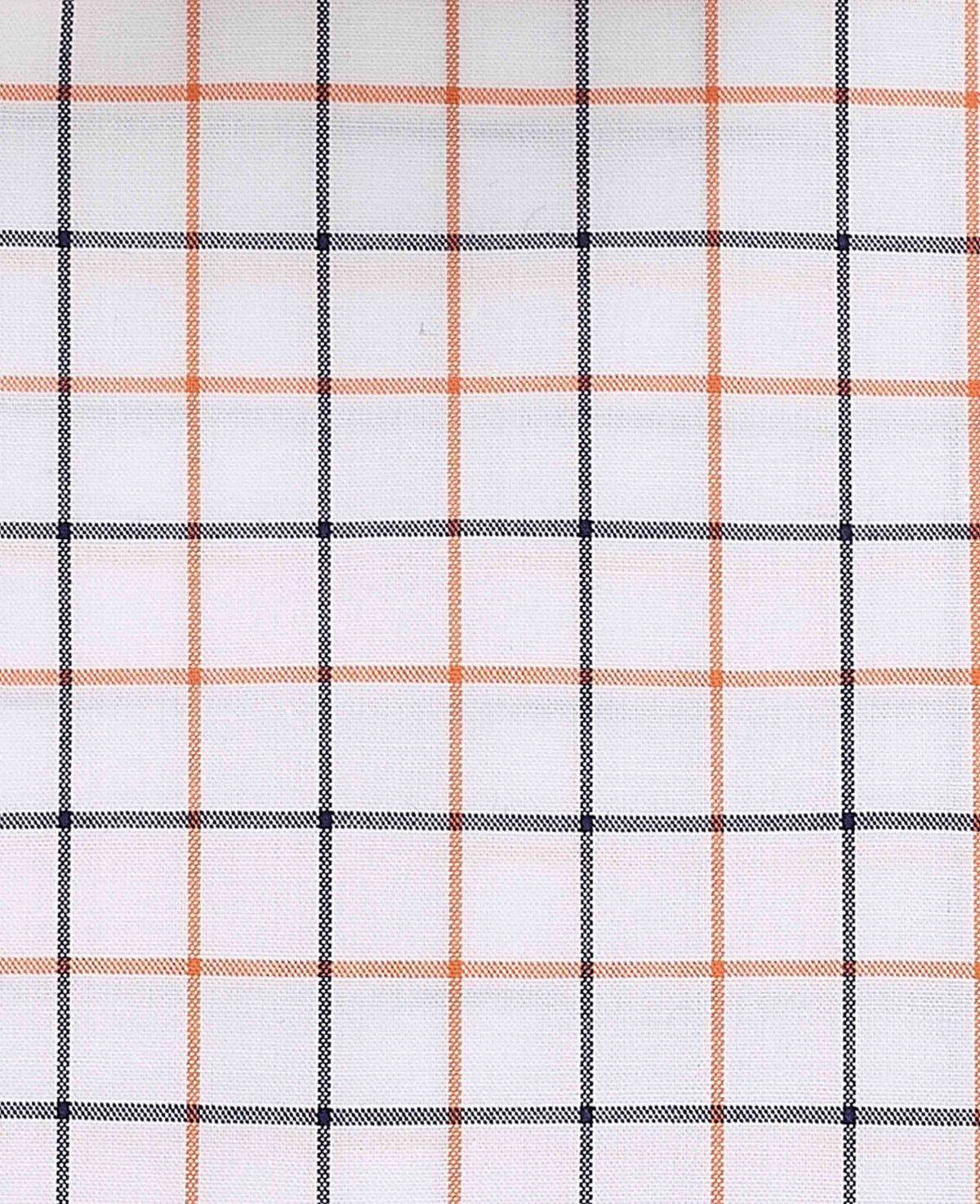 Men's White Cotton Poplin Slim Fit Check Formal Shirt With Single Cuff fabric detail