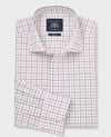 White Cotton Poplin Slim Fit Check Formal Shirt - Single Cuff