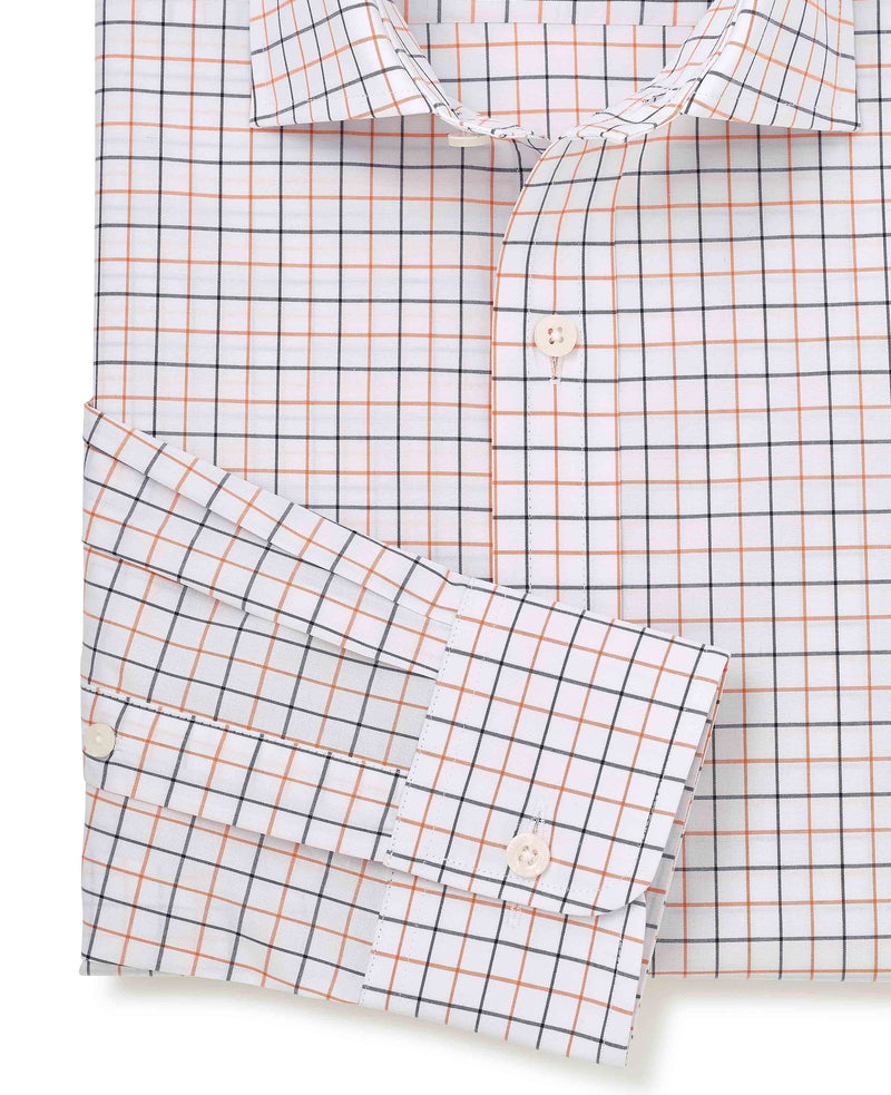 White Cotton Poplin Slim Fit Check Formal Shirt - Single Cuff