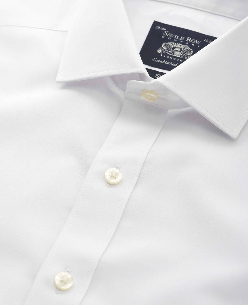 White Cotton Poplin Slim Fit Non-Iron Shirt - Single or Double Cuff
