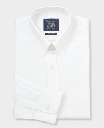 White Cotton Poplin Tab Collar Classic Fit Formal Shirt - Single Cuff