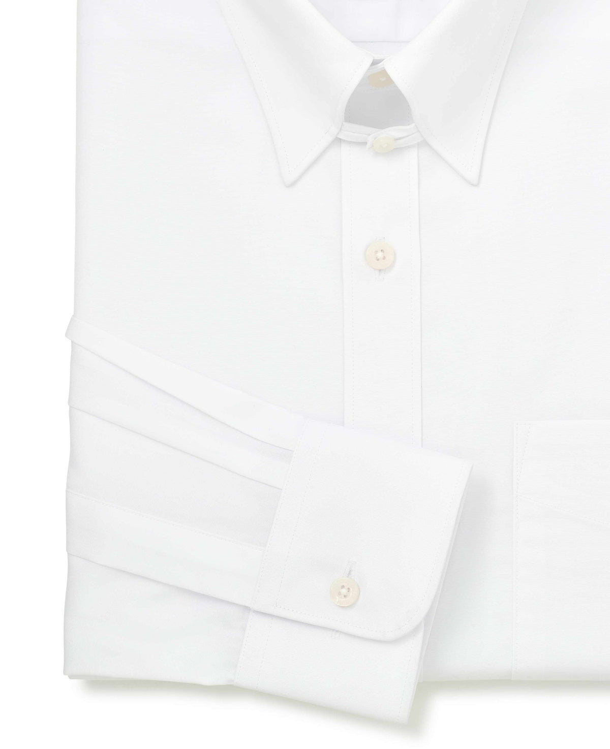 Men's White Cotton Poplin Tab Collar Classic Fit Formal Shirt With Single Cuffs sleeve detail