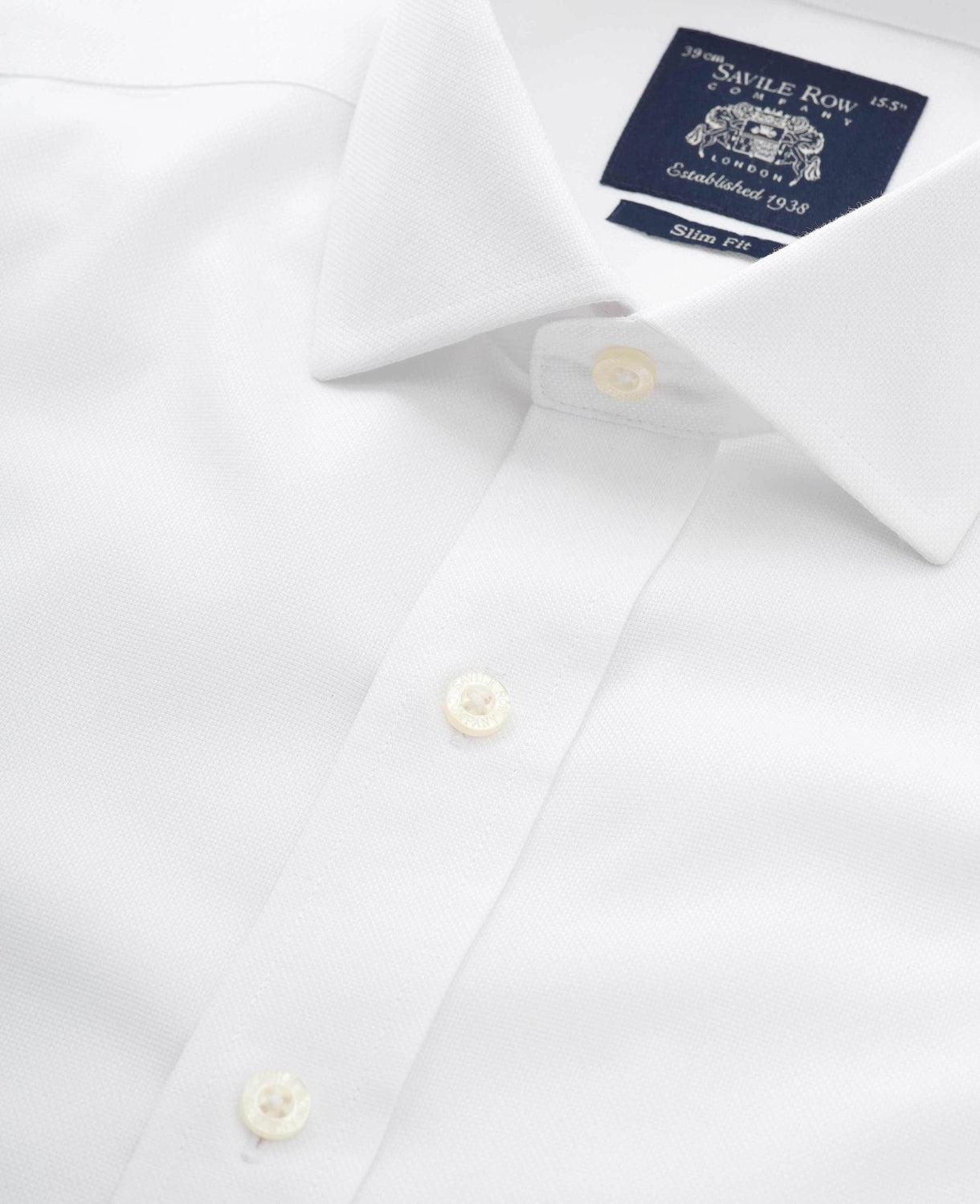 white cotton slim fit non iron shirt double cuff 2041wht Detail