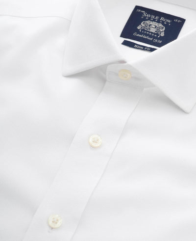 White Cotton Slim Fit Non-Iron Shirt - Double Cuff