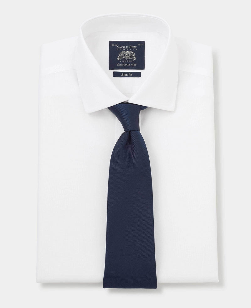 White Cotton Slim Fit Non-Iron Shirt - Double Cuff