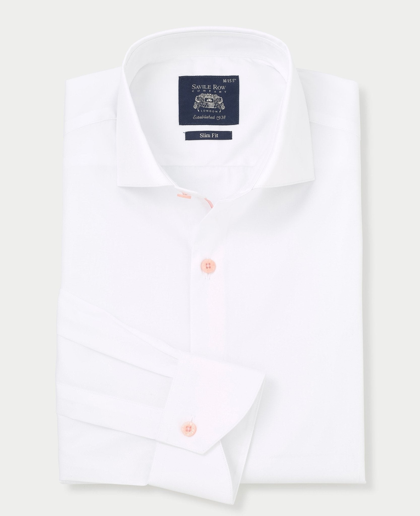 Men's White Cotton Slim Fit Contrast Button Smart-Casual Shirt With Single Cuffs