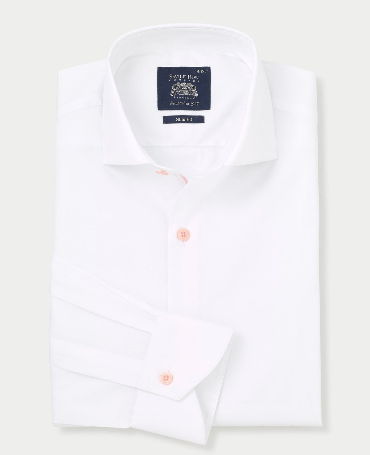 Men's White Cotton Slim Fit Contrast Button Smart-Casual Shirt folded